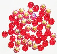 50 9mm Transparent Red AB Daisy Beads